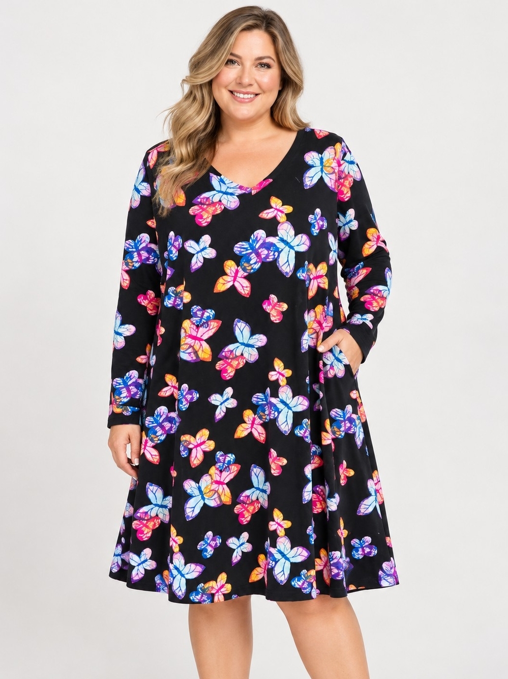 LULAROE BUTTERFLY EMILY SWING DRESS SZ XL